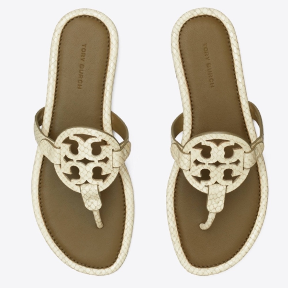 Tory Burch Miller Leather Logo Thong Sandals